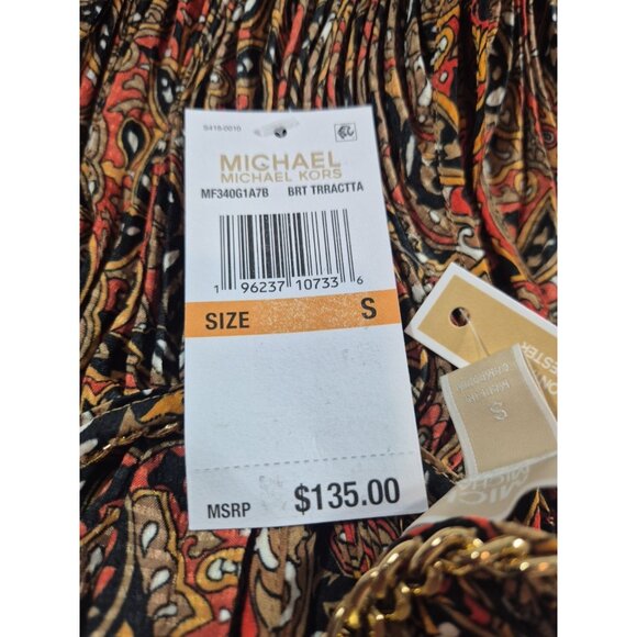 Michael Kors Women’s Blouse Size S Pleated Chain Sleeveless Brt Terracota (65) - Picture 10 of 10